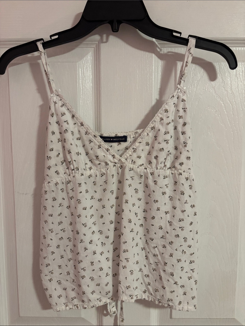 Brandy Melville White Floral Spaghetti-Strap Camisole